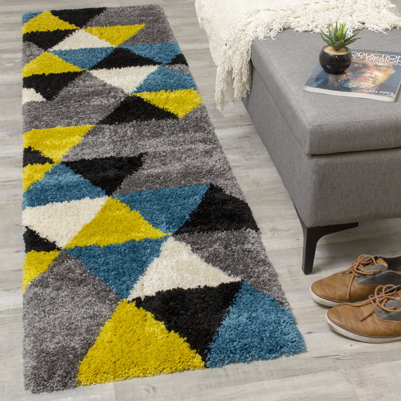 Trule Baum Geometric Gray/Teal/Yellow Area Rug & Reviews Wayfair